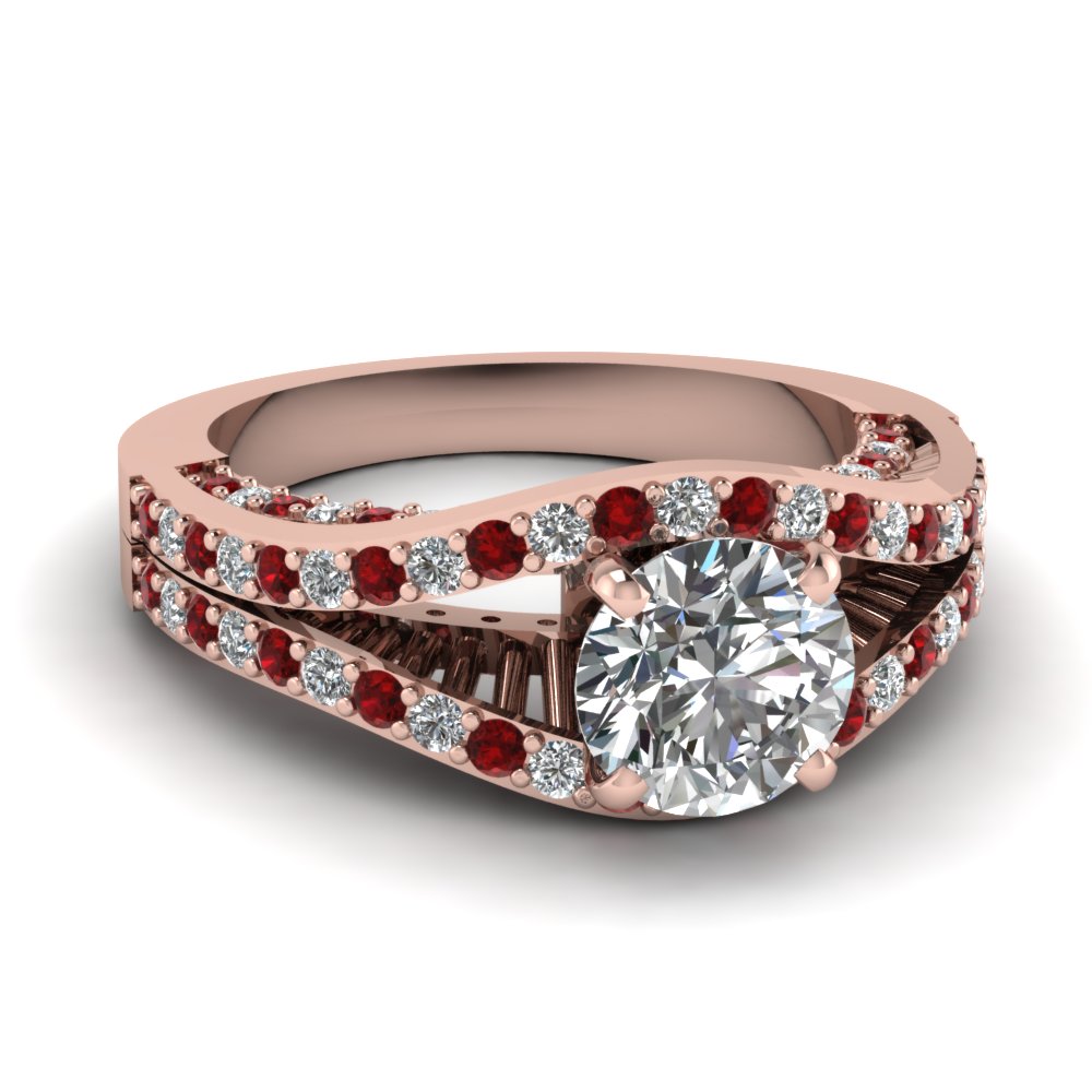 Contemporary Diamond & Ruby Split Ring