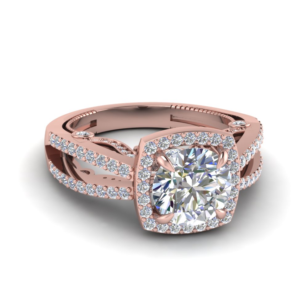Square Filigree Diamond Engagement Ring