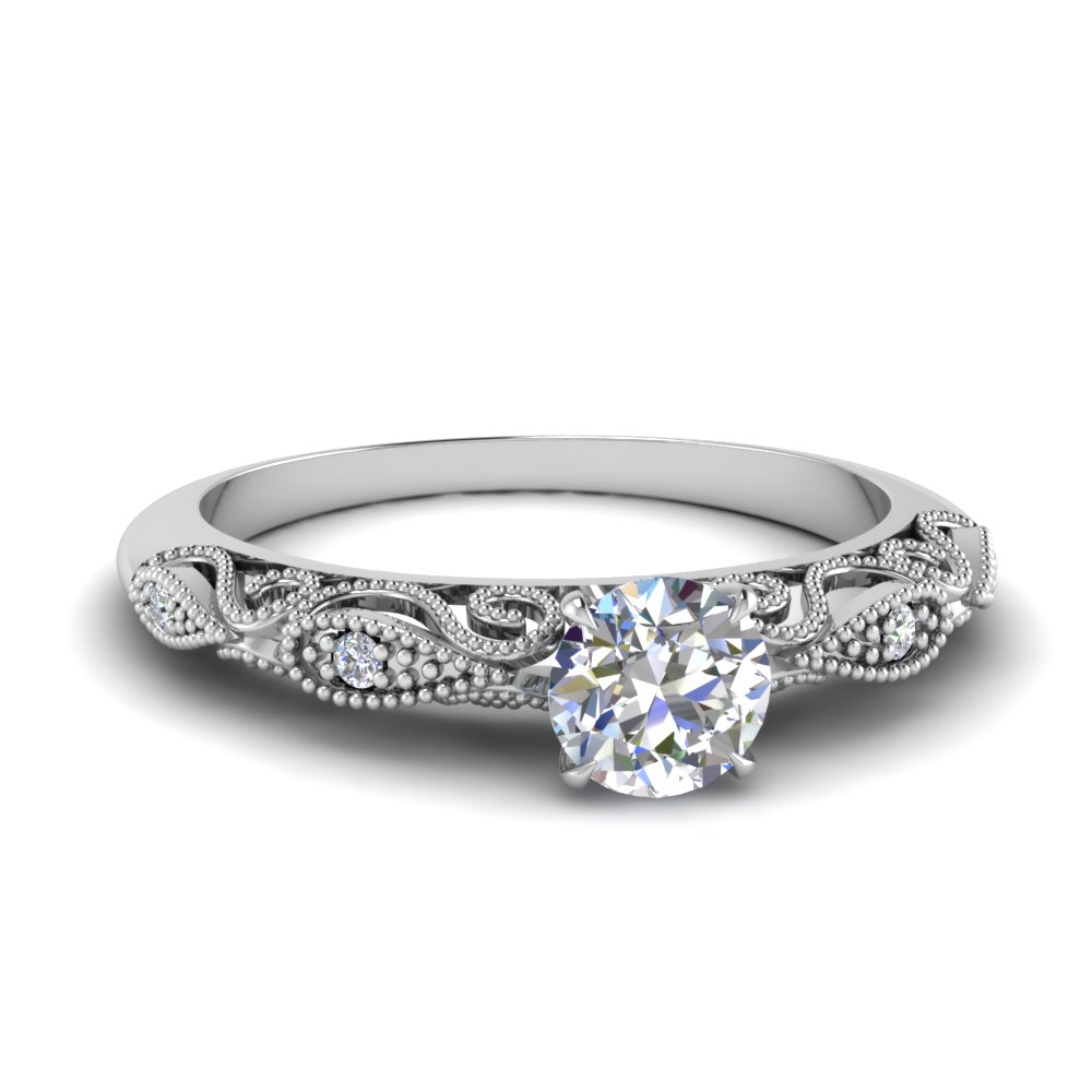 white gold diamond filigree ring