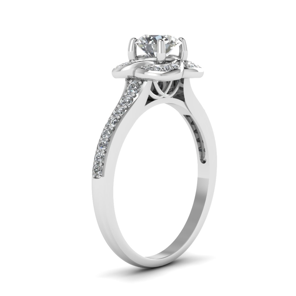 Petite Floral Diamond Engagement Ring In 950 Platinum | Fascinating ...