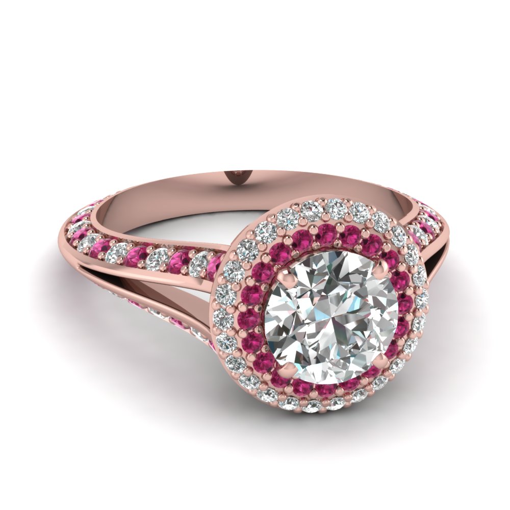 Buy Our Pink Sapphire Double Halo Rings | Fascinating Diamonds