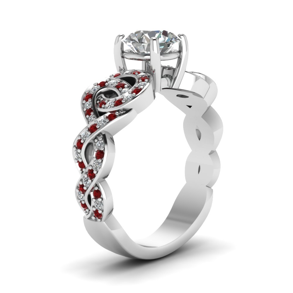 Interlocking Circles Pave Vintage Diamond Engagement Ring