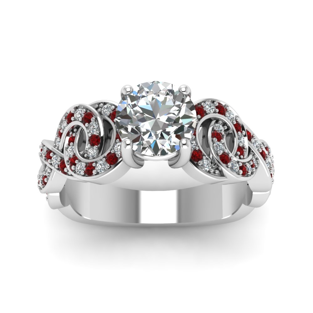 Interlocking Circles Pave Vintage Diamond Engagement Ring