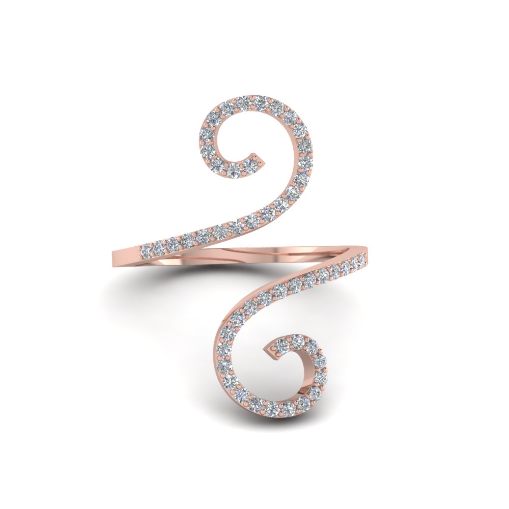 Swirl Design Diamond Rose Gold Ring