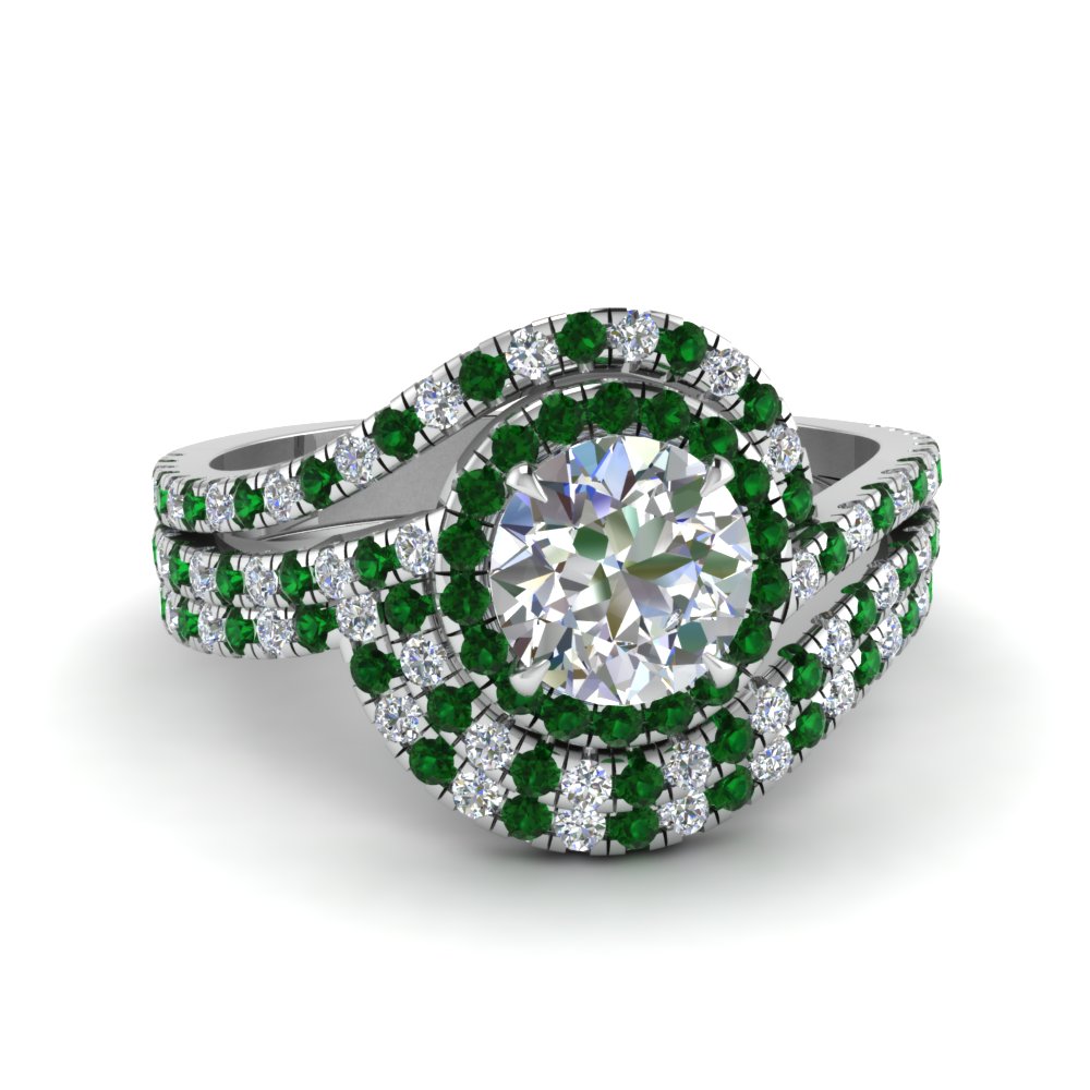 Real 10k Rose Gold 2 50 Ct Green Emerald Engagement Wedding Band Ring Set Ebay