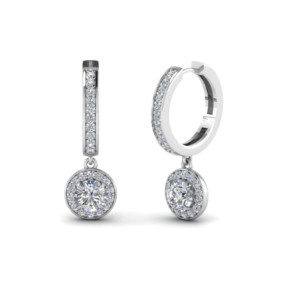 Round Cut Diamond Hoops Earrings In 14k White Gold Fascinating Round Cut Diamond Hoops Earrings In 14k White Gold Fdear1185ro Nl Wg