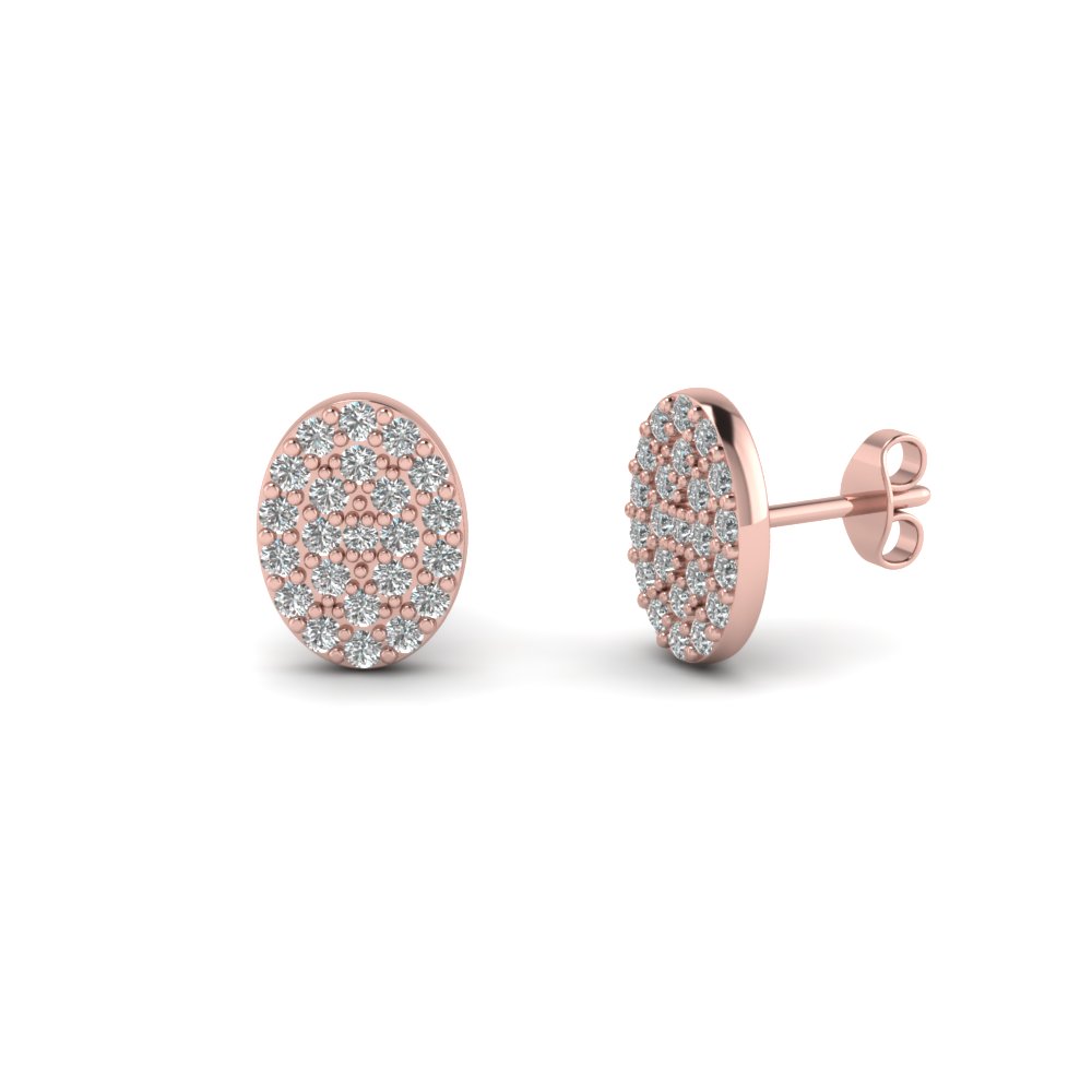 oval disc diamond stud cluster earring in FDEAR651831 NL RG