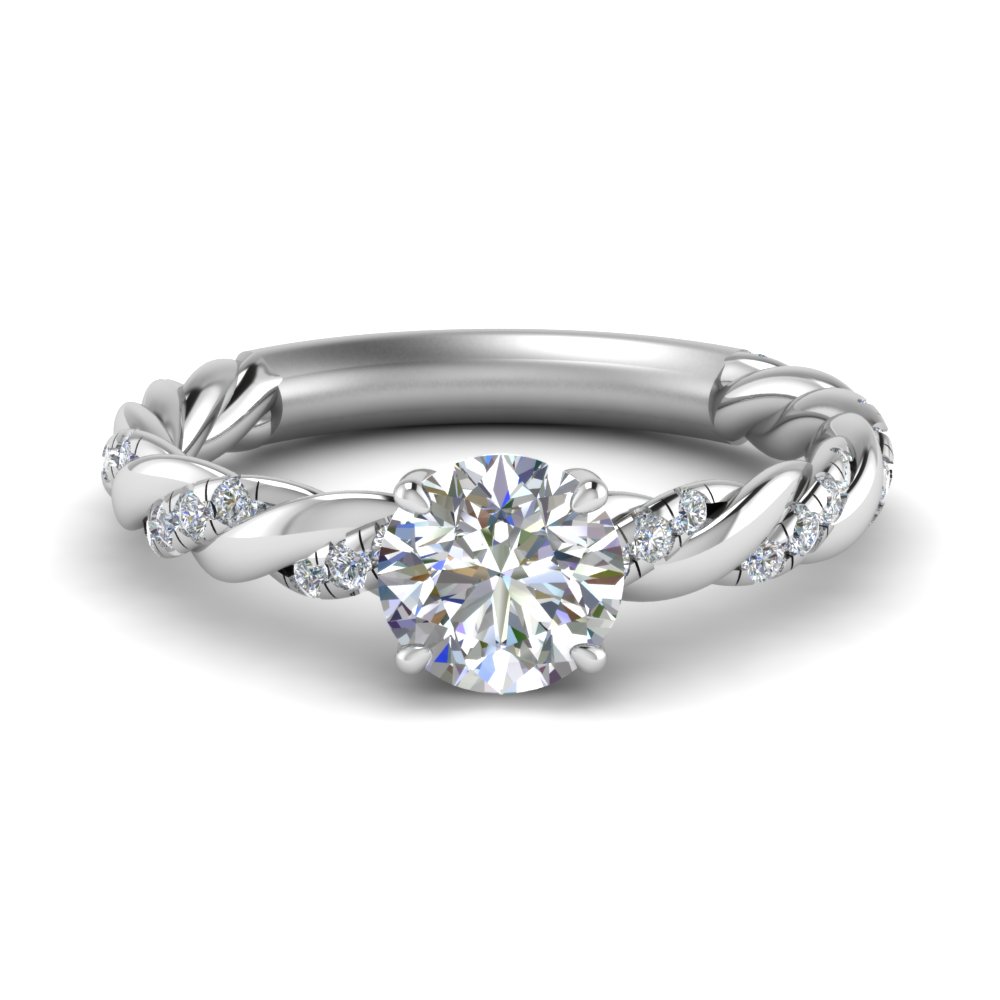 Twisted Vine Round Diamond Engagement Ring For Women In 950 Platinum ...