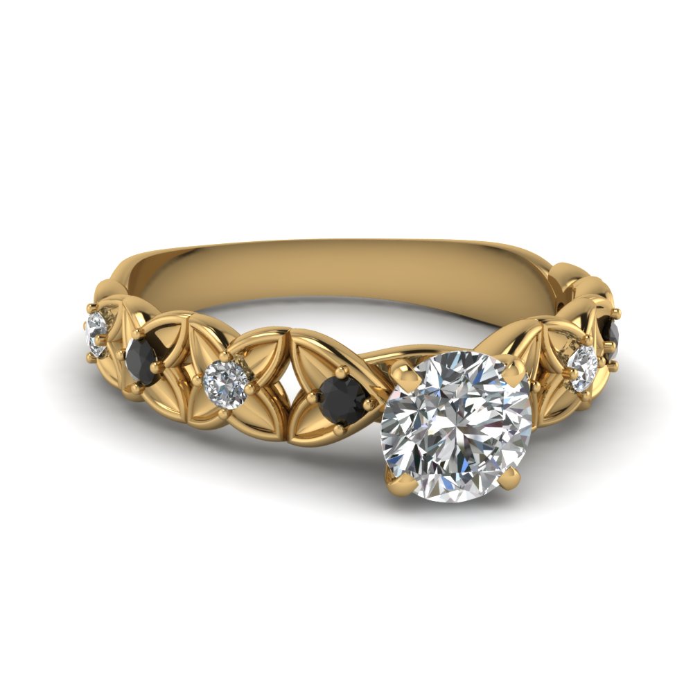 Black Diamond Round Engagement Rings