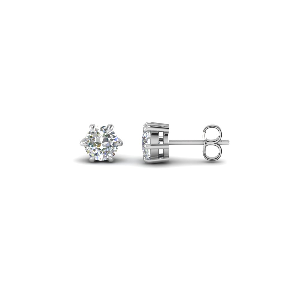 Round Cut Diamond Stud Earrings In 14k White Gold Fascinating