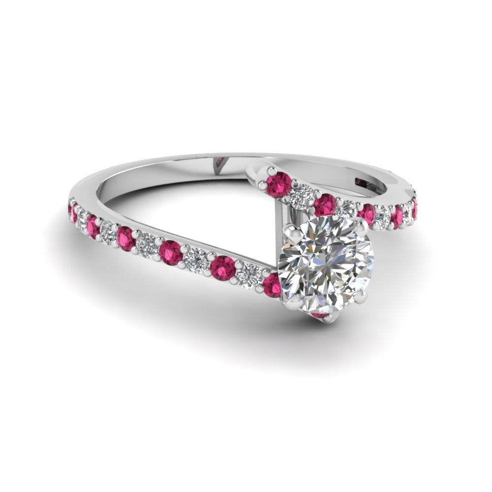 petite bypass round cut diamond engagement ring with pink sapphire in FDENS3007RORGSADRPI NL WG