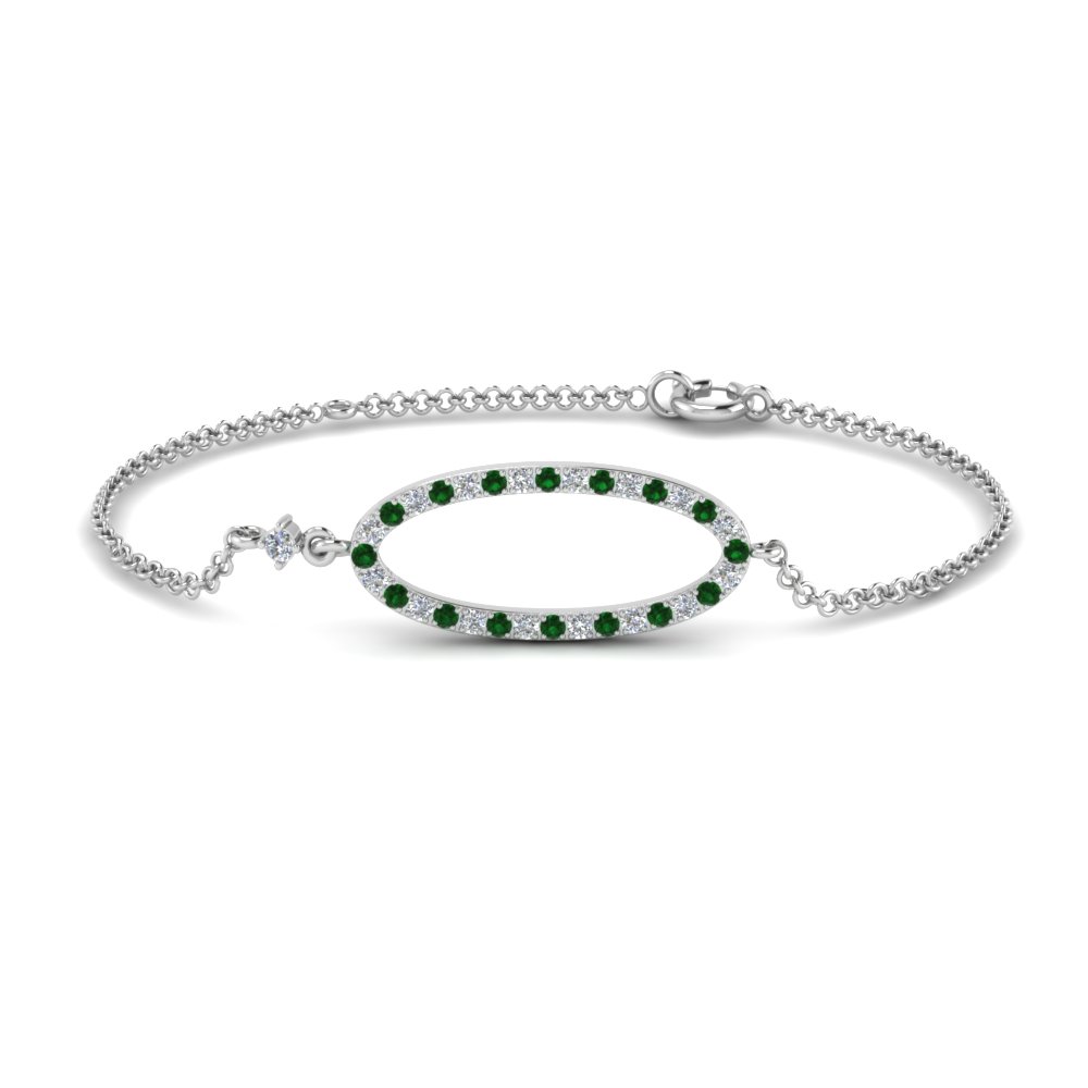 Emerald Oval Design Tennis Bracelet