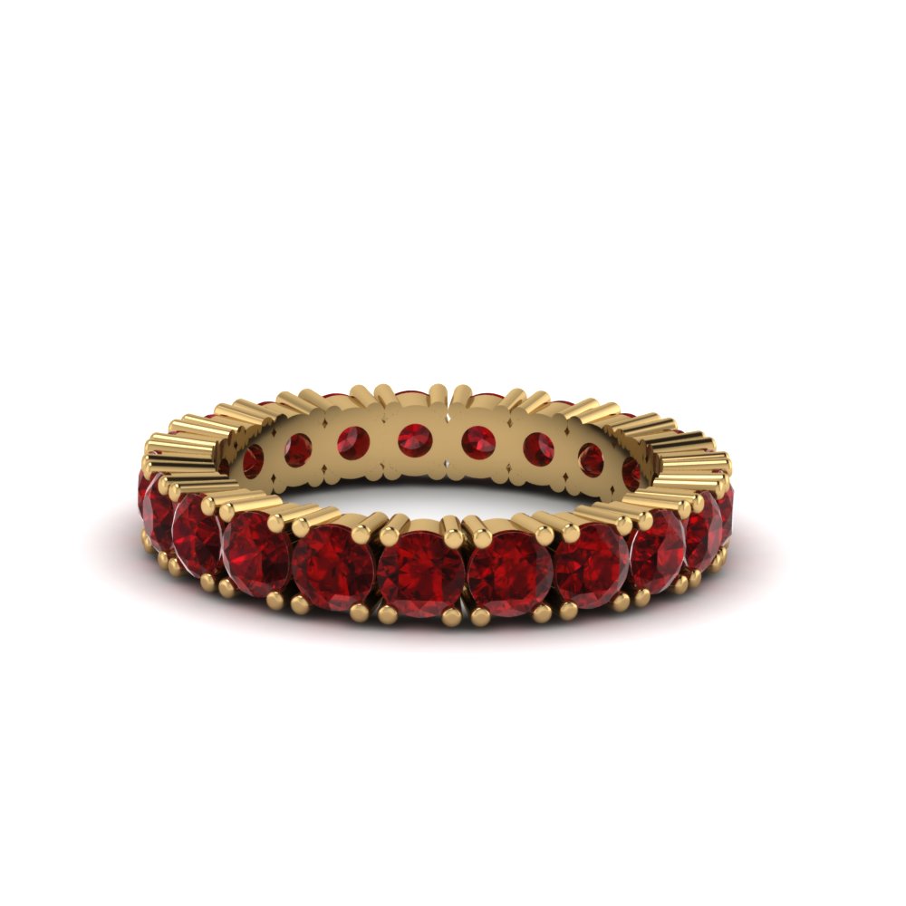 Shared Prong Ruby Eternity Band 2 Carat In 14K Yellow Gold