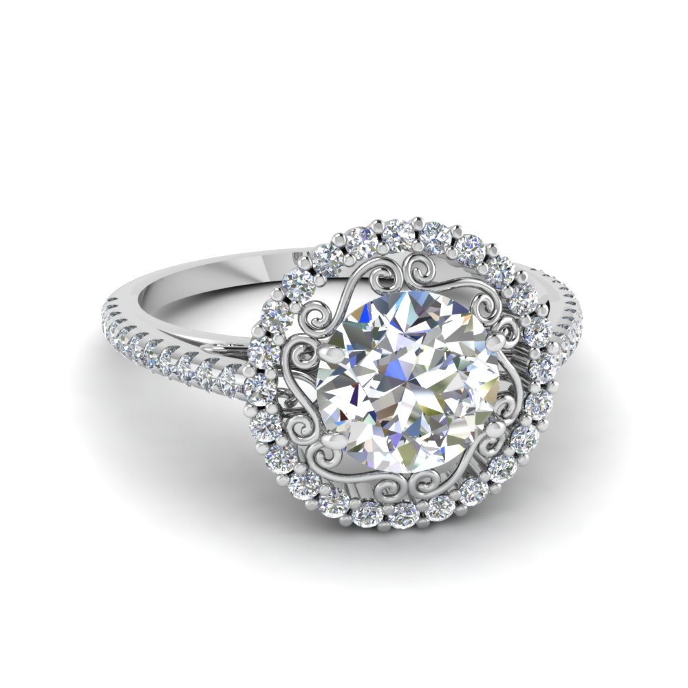 Filigree Halo Diamond Ring
