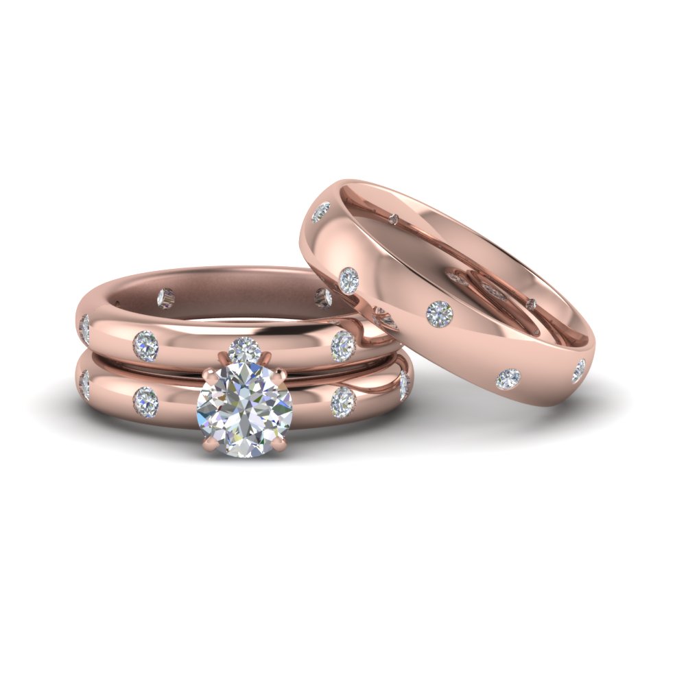 Trio Matching Diamond Wedding Rings