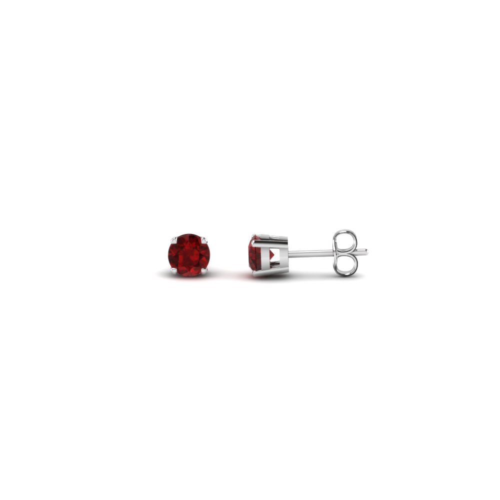 round cut handmade 0.20 carat diamond stud earring jewelry with ruby in 950 Platinum FDEAR4ROGRUDR20CT NL WG