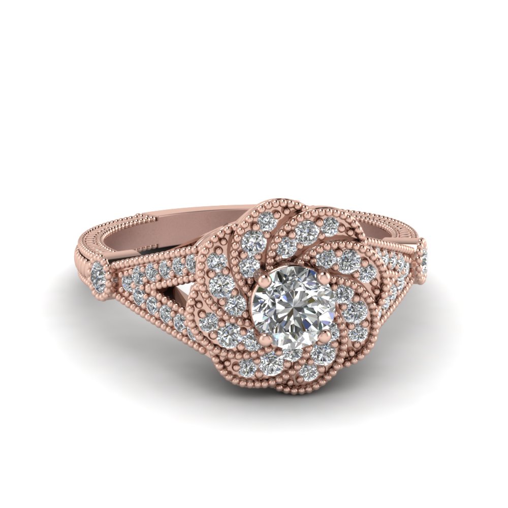 Flower Diamond Wedding Rings