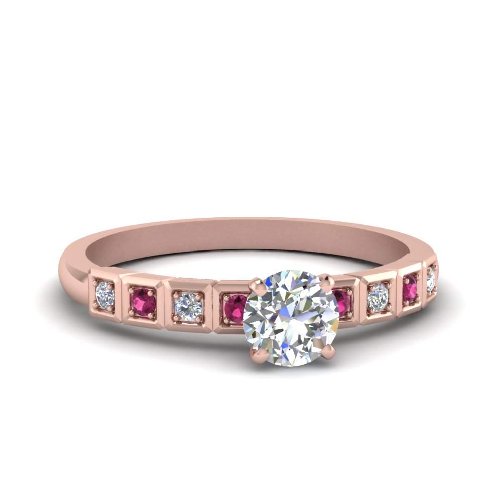 Round Cut Pink Sapphire Petite Rings