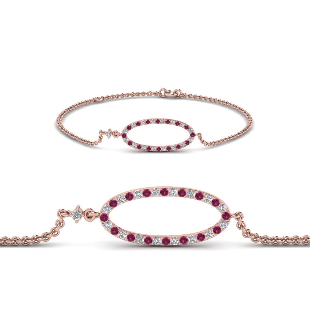  Pink Sapphire Oval Link Bracelet