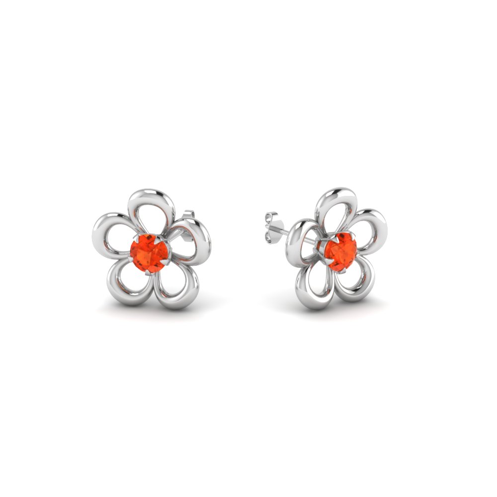 Orange Topaz Stud Earrings In Sterling Silver | Fascinating Diamonds