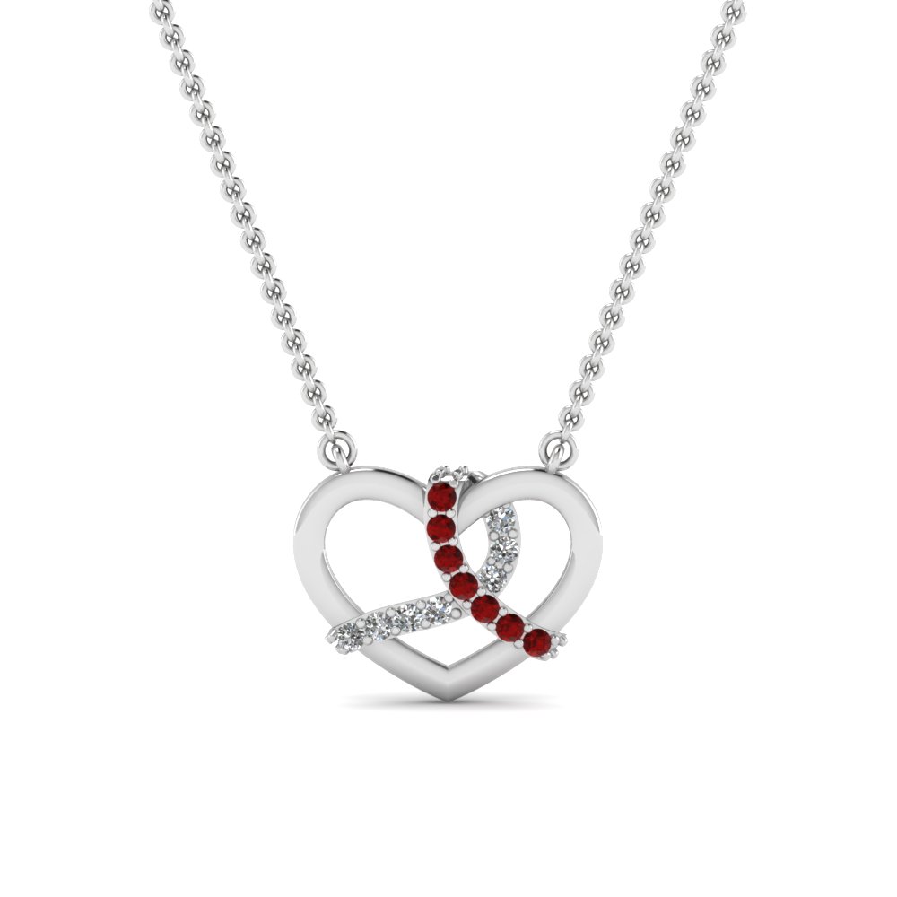 White Gold Red Ruby Pendant