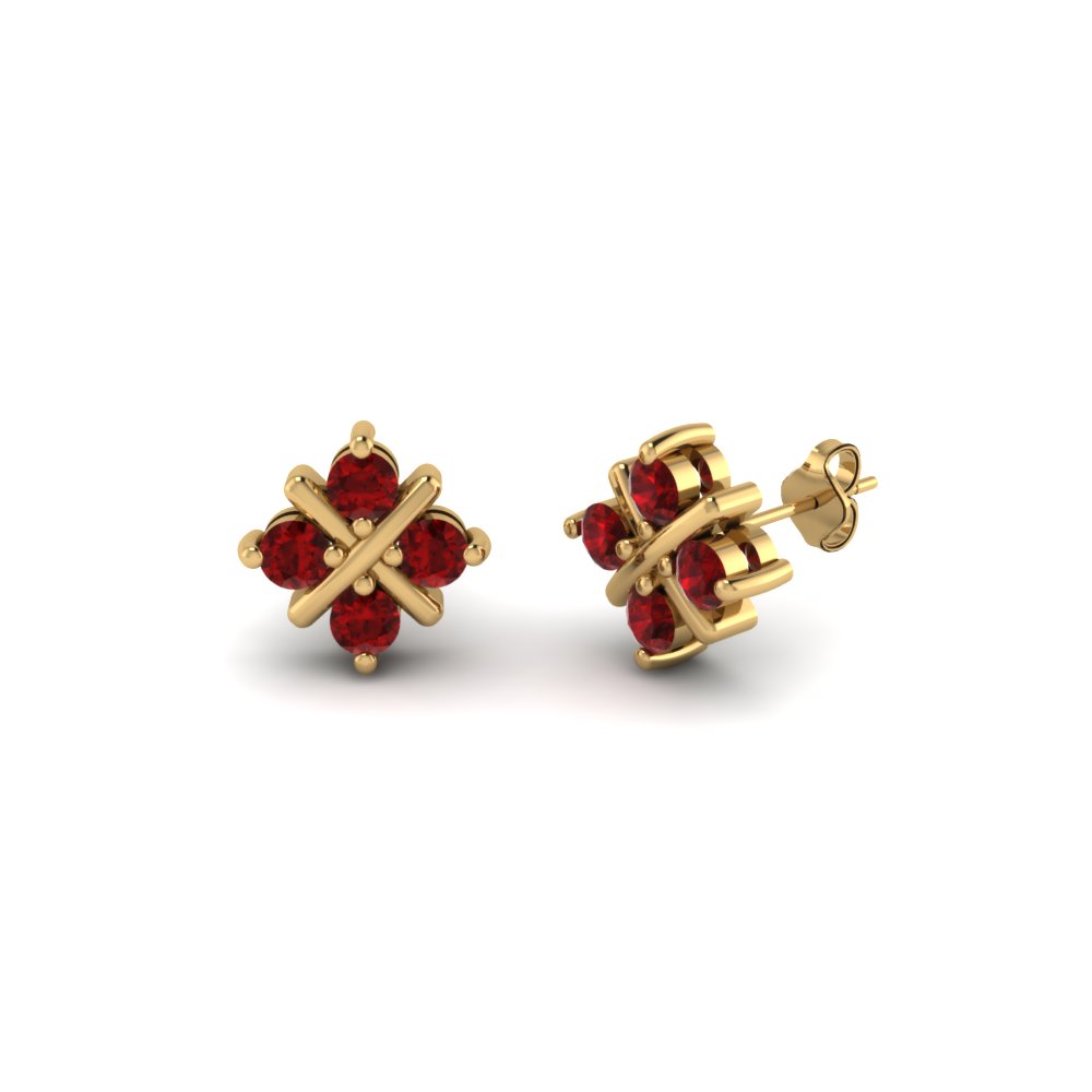 Dangle Ruby Earring Jackets In 14K Yellow Gold | Fascinating Diamonds