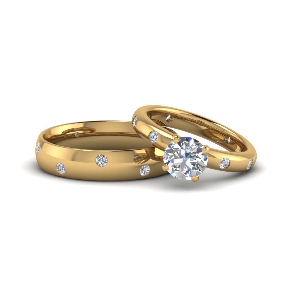 yellow gold wedding sets for her