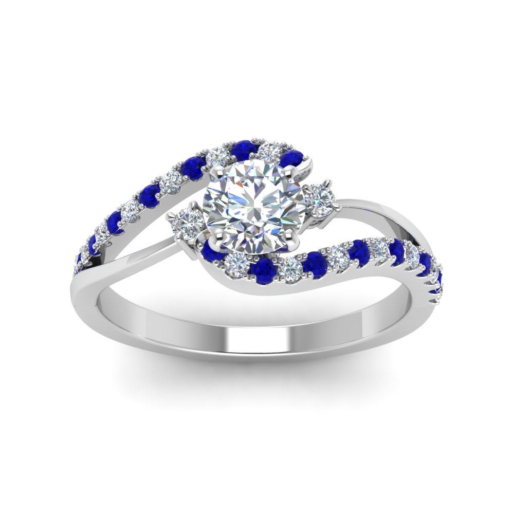Swirl 3 Stone Diamond Engagement Ring