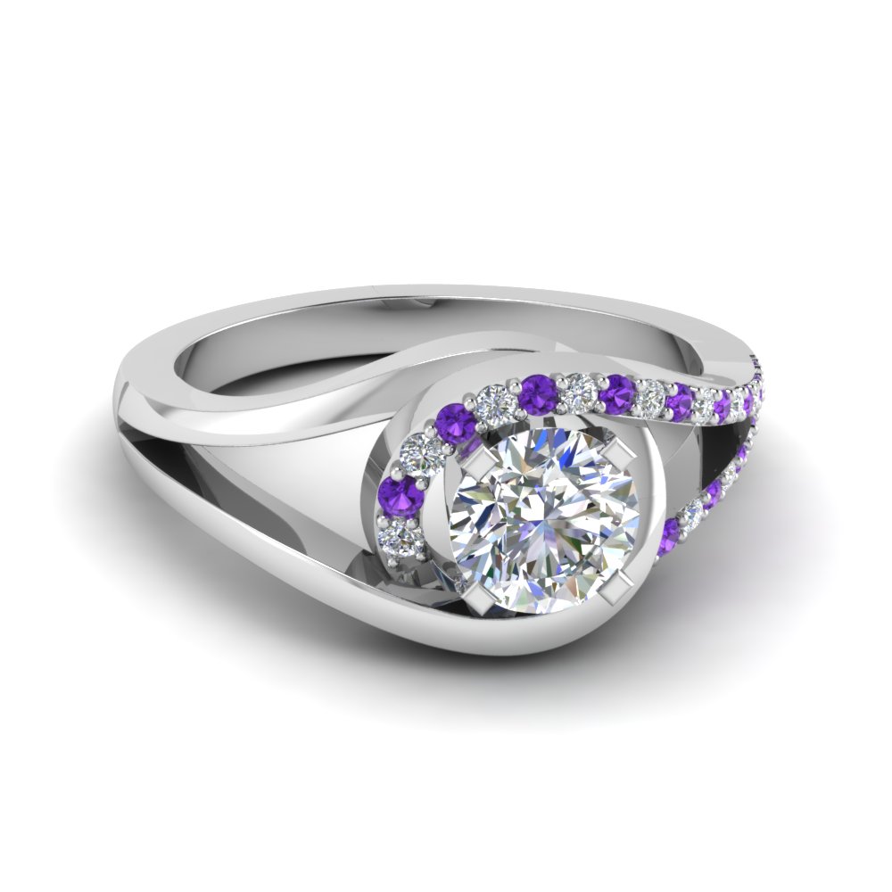 Purple Topaz Split Shank Engagement Rings