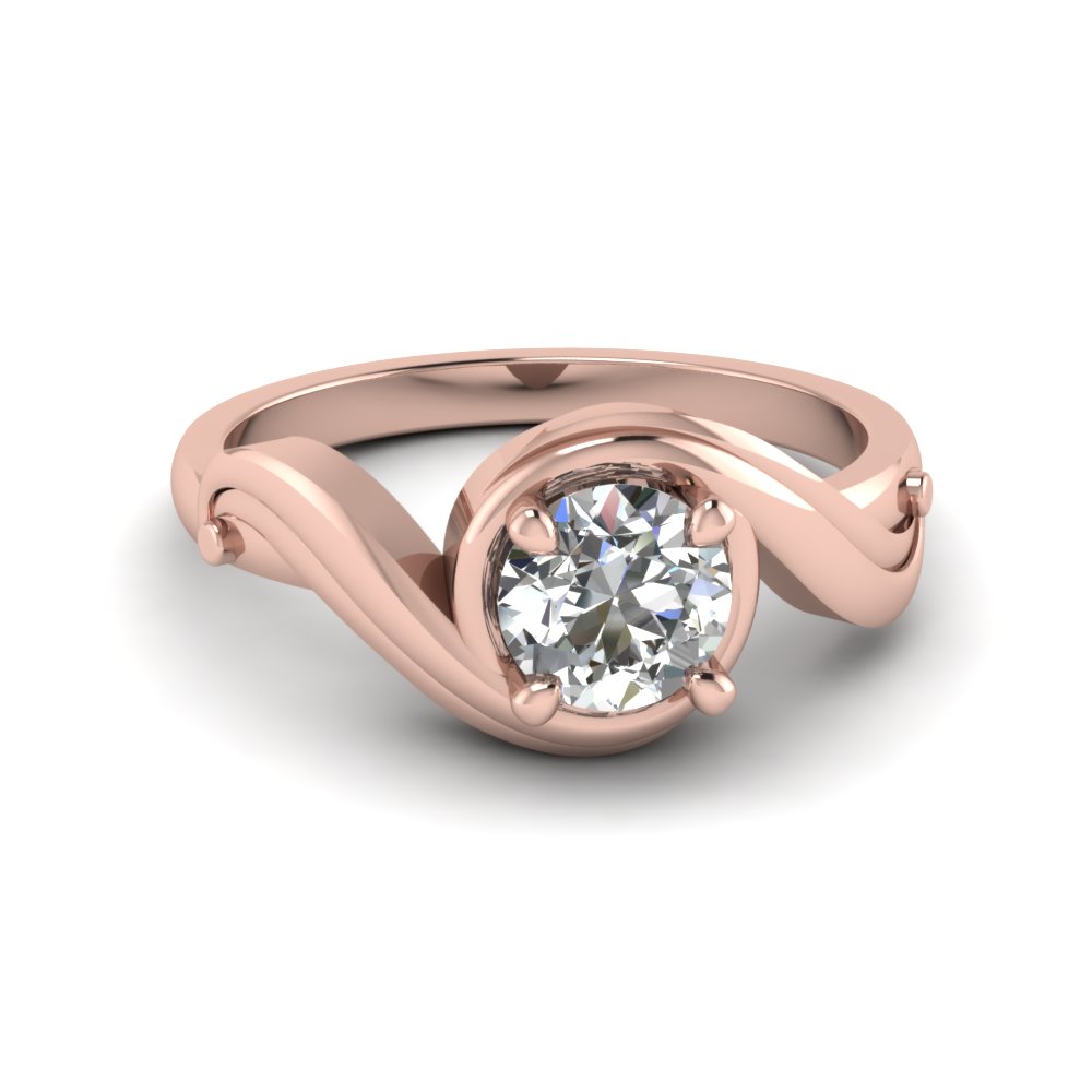 Swirl Solitaire Round Diamond Ring