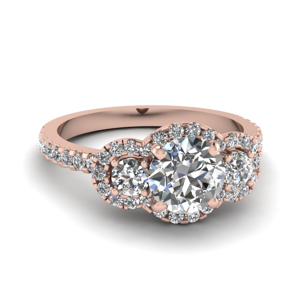 Details about   1.95 Round Halo 3Stone Engagement Wedding Bridal Anniversary Ring 14k Rose Gold 