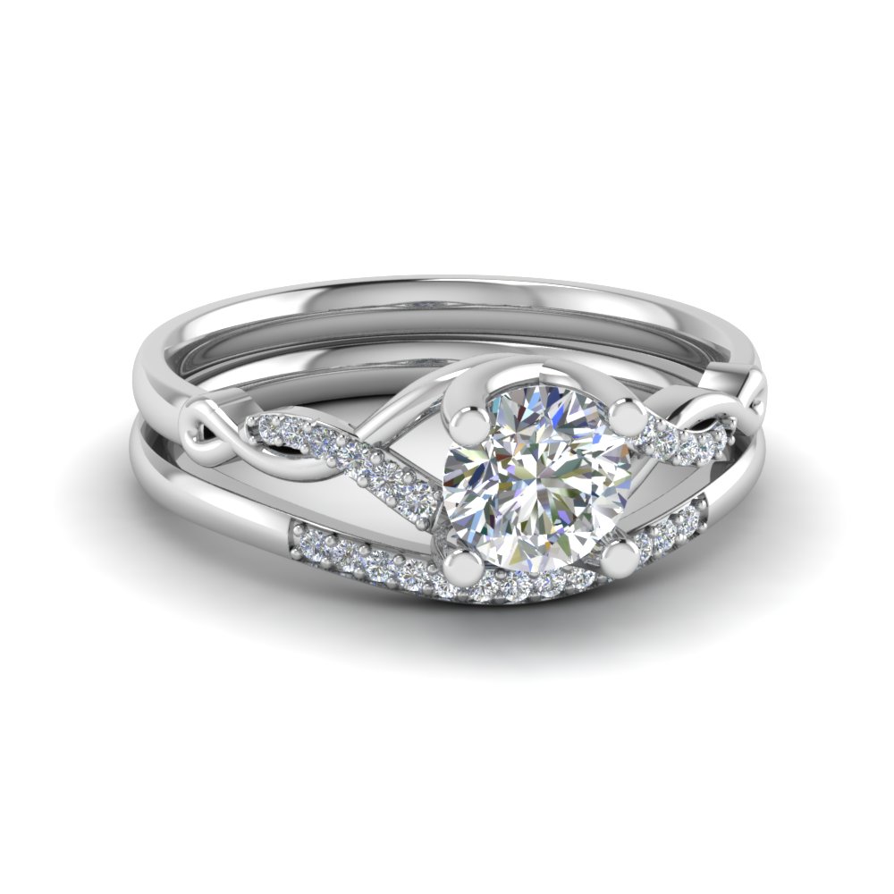 Round Cut Twisted  Diamond  Wedding  Anniversary Ring  Sets 