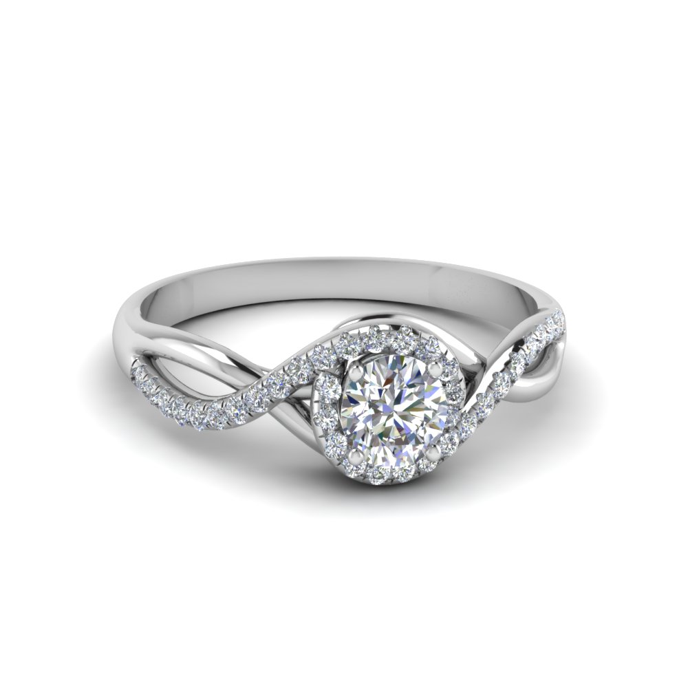 Twisted Halo Round Moissanite Ring