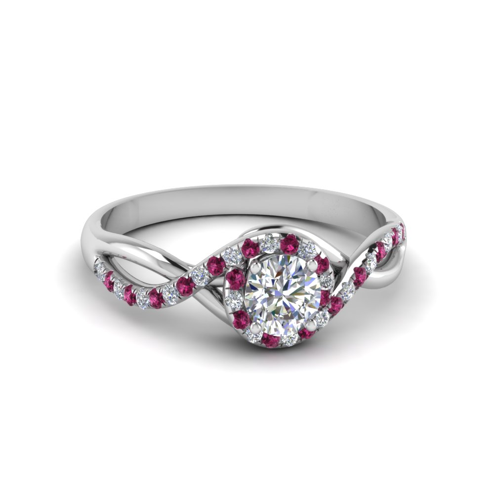 Split Halo Pink Sapphire Ring