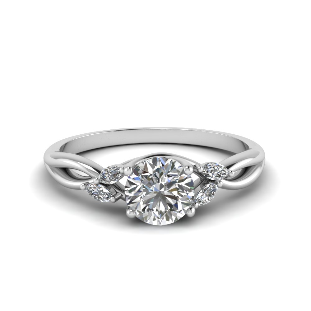 round cut twisted petal diamond engagement ring in FD8300ROR NL WG