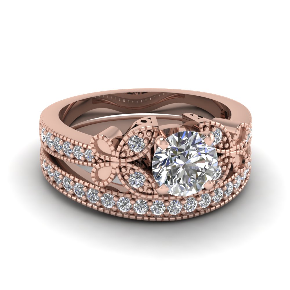 rose-gold-heart-white-diamond-engagement-wedding-ring-in ...