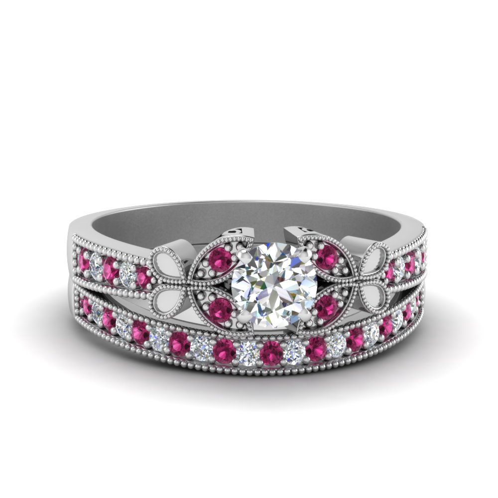 Pink Sapphire Engagement Ring Sets