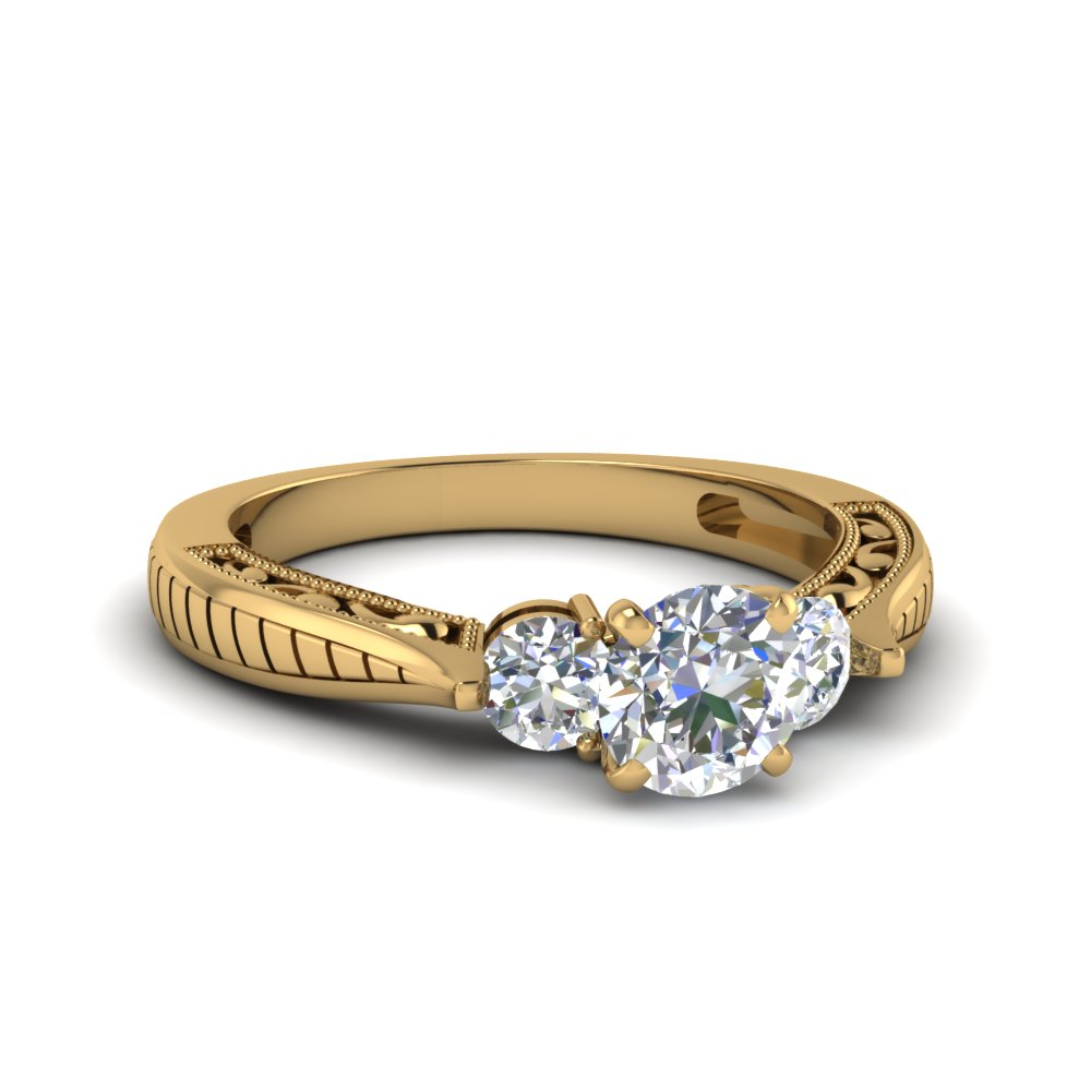 Vintage Style Three Stone Engagement Ring