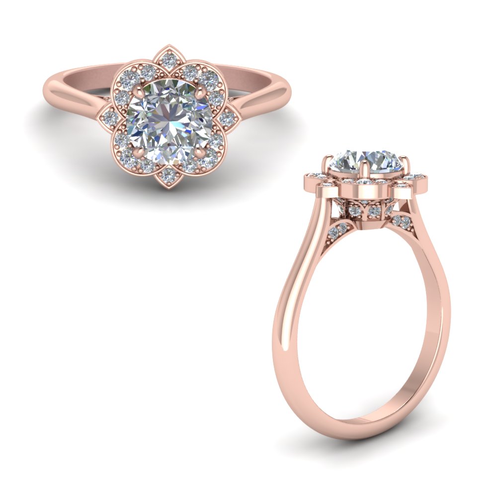 Gentle ring in pink gold with diamond