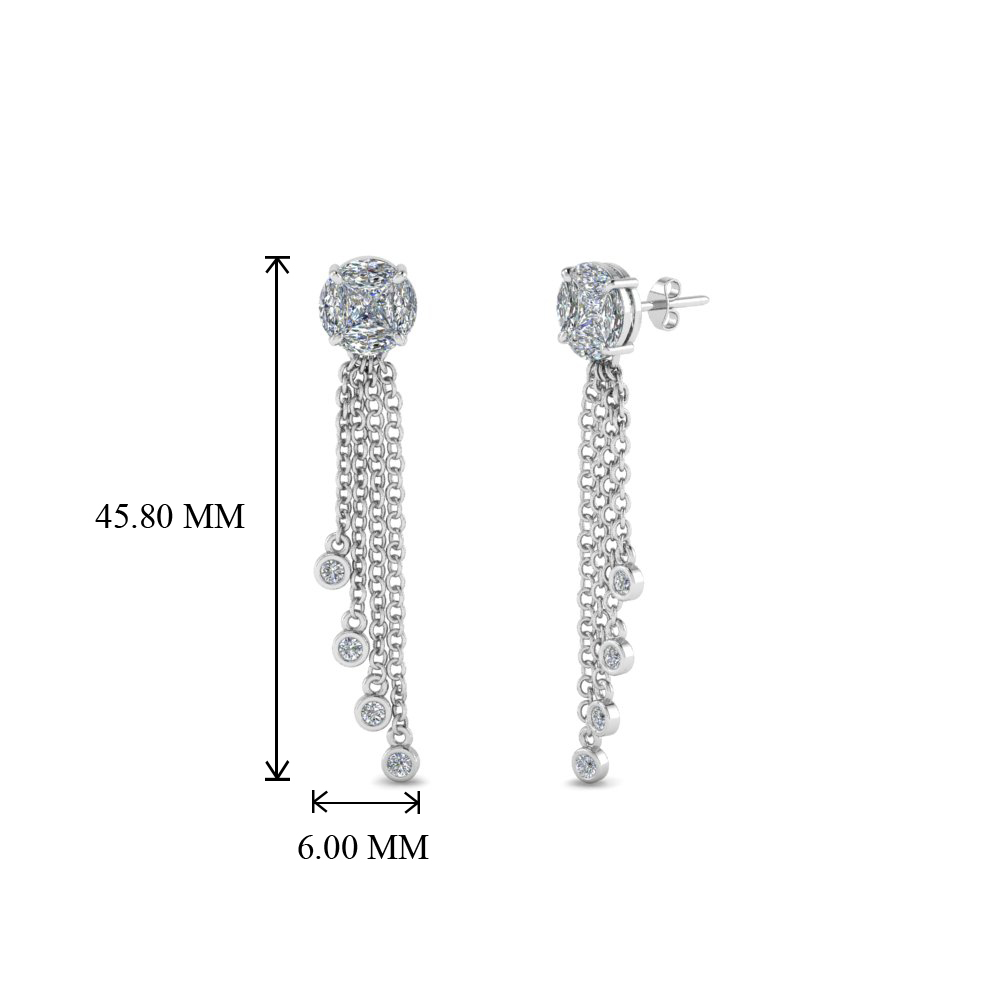 Round Design Tassel Diamond Earring In 14K Rose Gold | Fascinating Diamonds