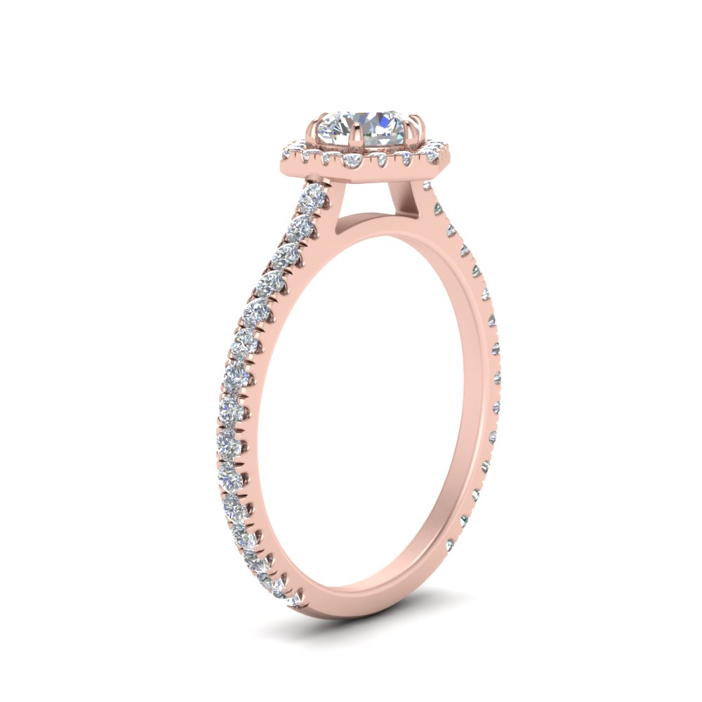 1.50 Carat Manufactured Diamond Hexagon Halo Ring with 18K Rose Gold White Diamond