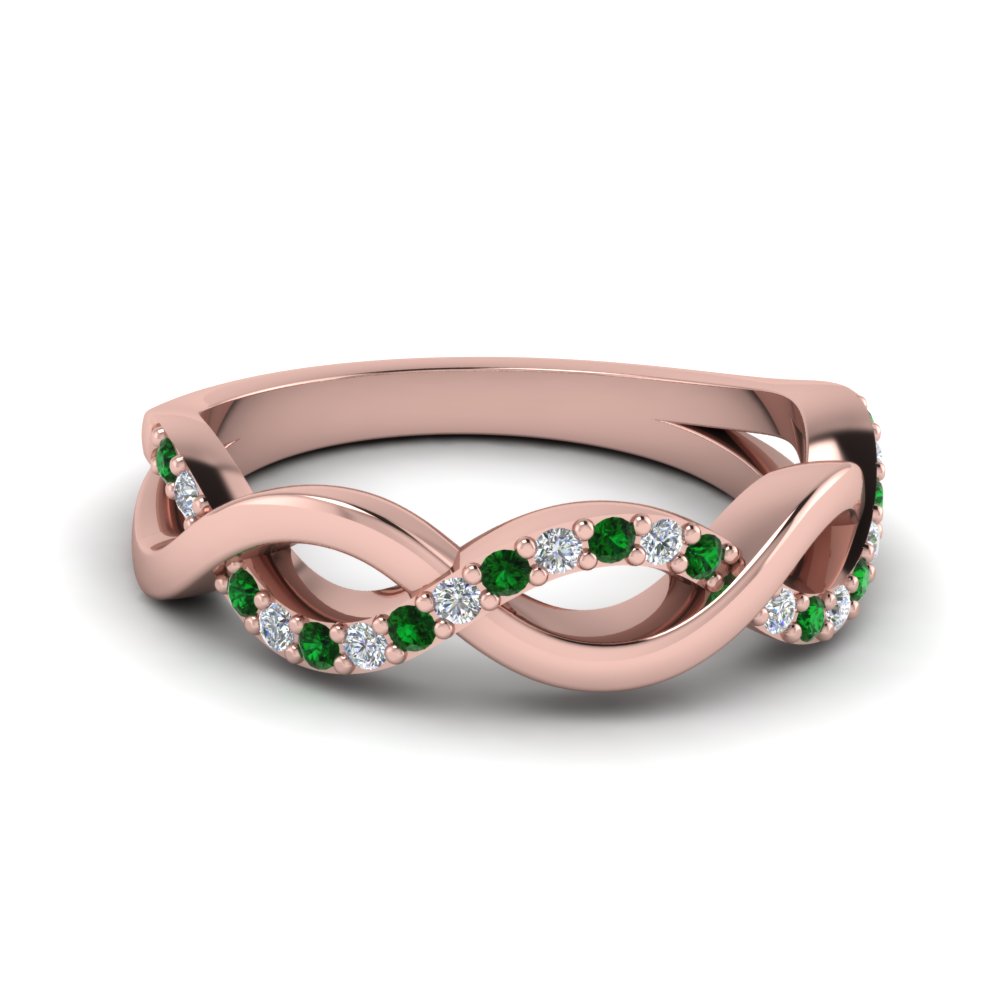 infinity diamond wedding band with emerald in FD1079BGEMGR NL RG