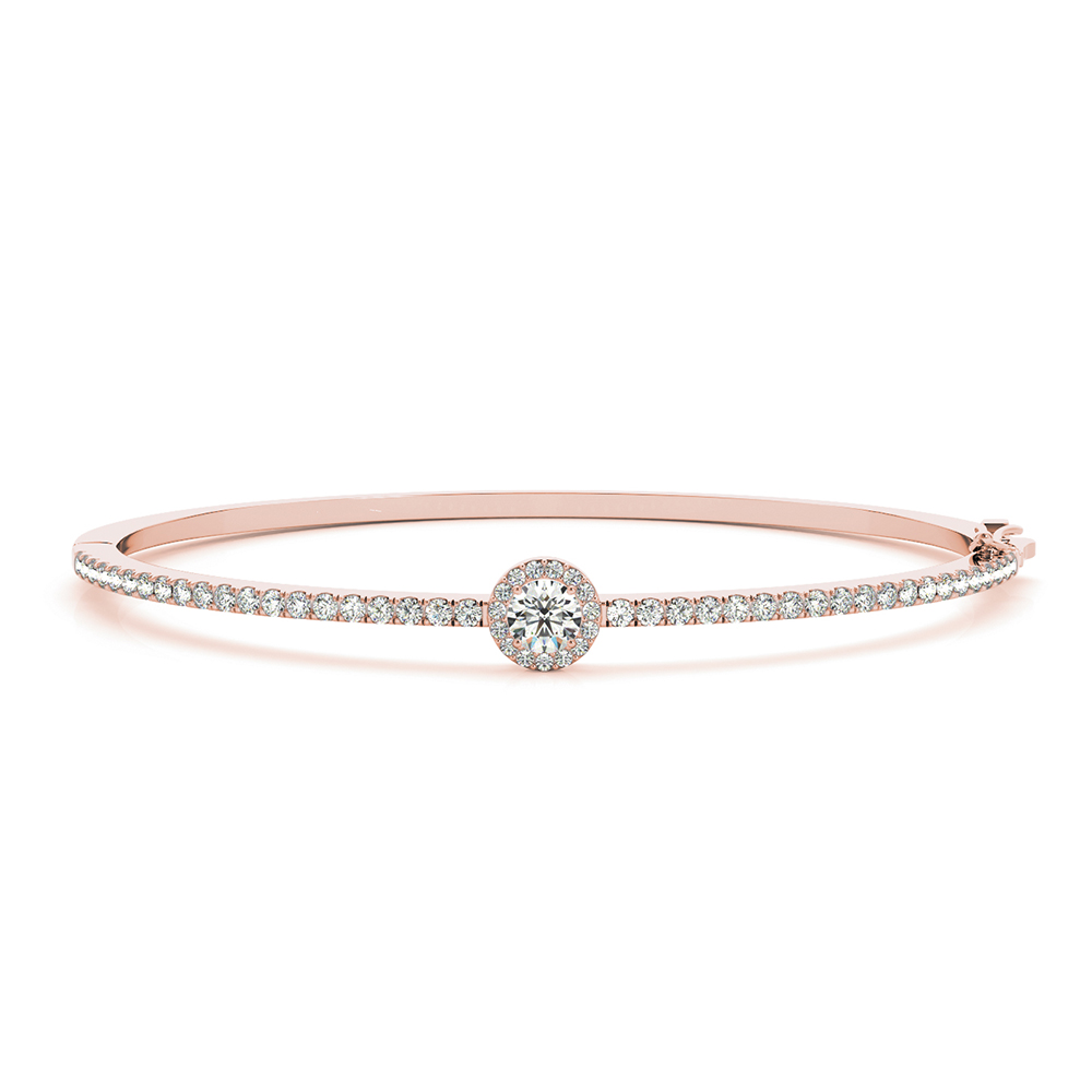 Round Halo Diamond Bangle Bracelet