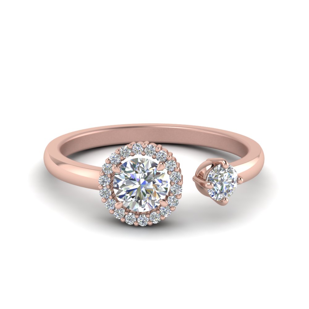 round halo diamond open engagement ring in 14K rose gold FD8850ROR NL RG