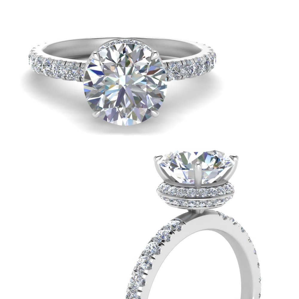 Round Hidden Halo Diamond Ring In 950 Platinum | Fascinating Diamonds