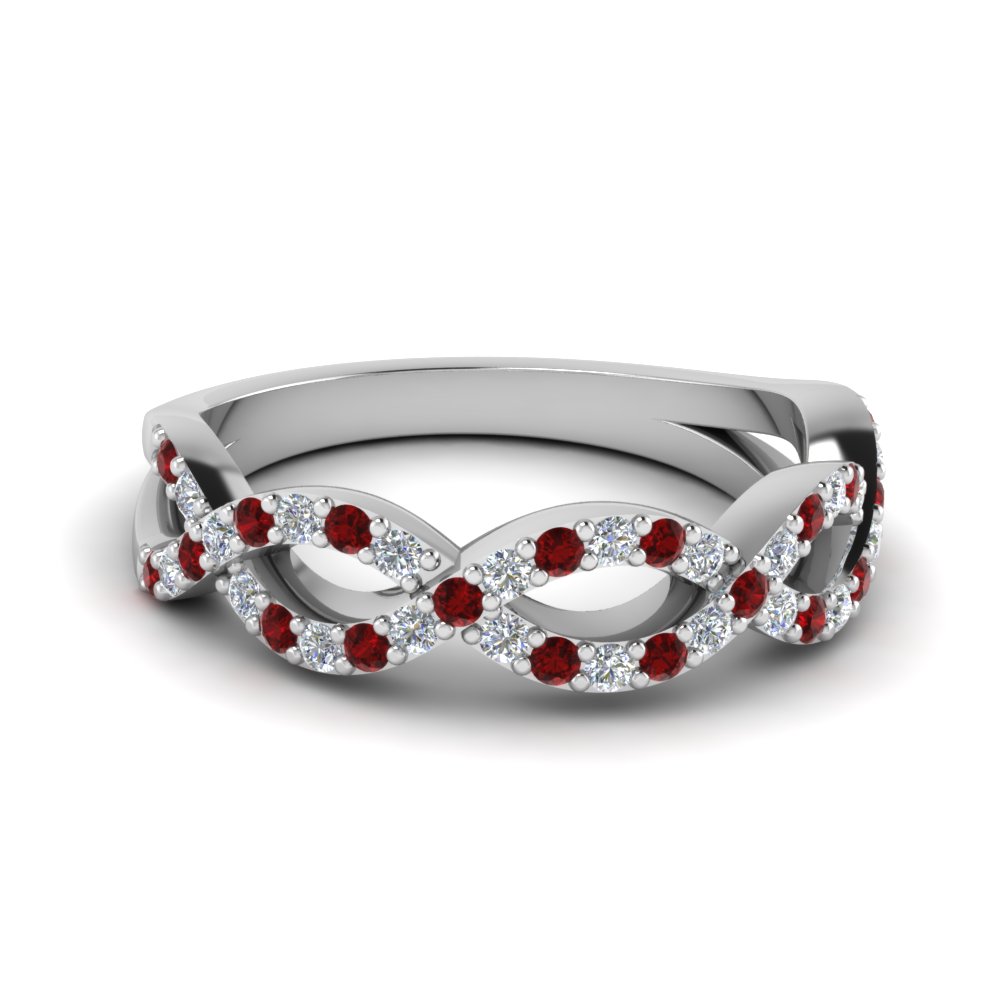 Infinity Twist Diamond Wedding Band With Ruby In 950 Platinum Infinity Twist Diamond Wedding Band With Ruby In Fd1078bgrudr Nl Wg