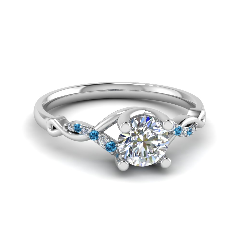 u prong twisted diamond engagement ring with blue topaz in 14K white gold FD8077RORGICBLTO NL WG