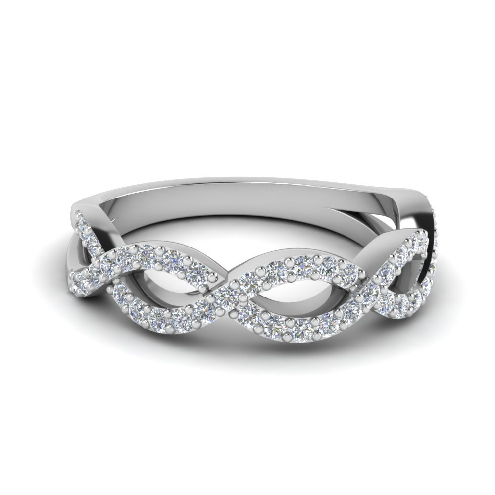 Infinity Twist Diamond Wedding Band In 14k White Gold Fascinating