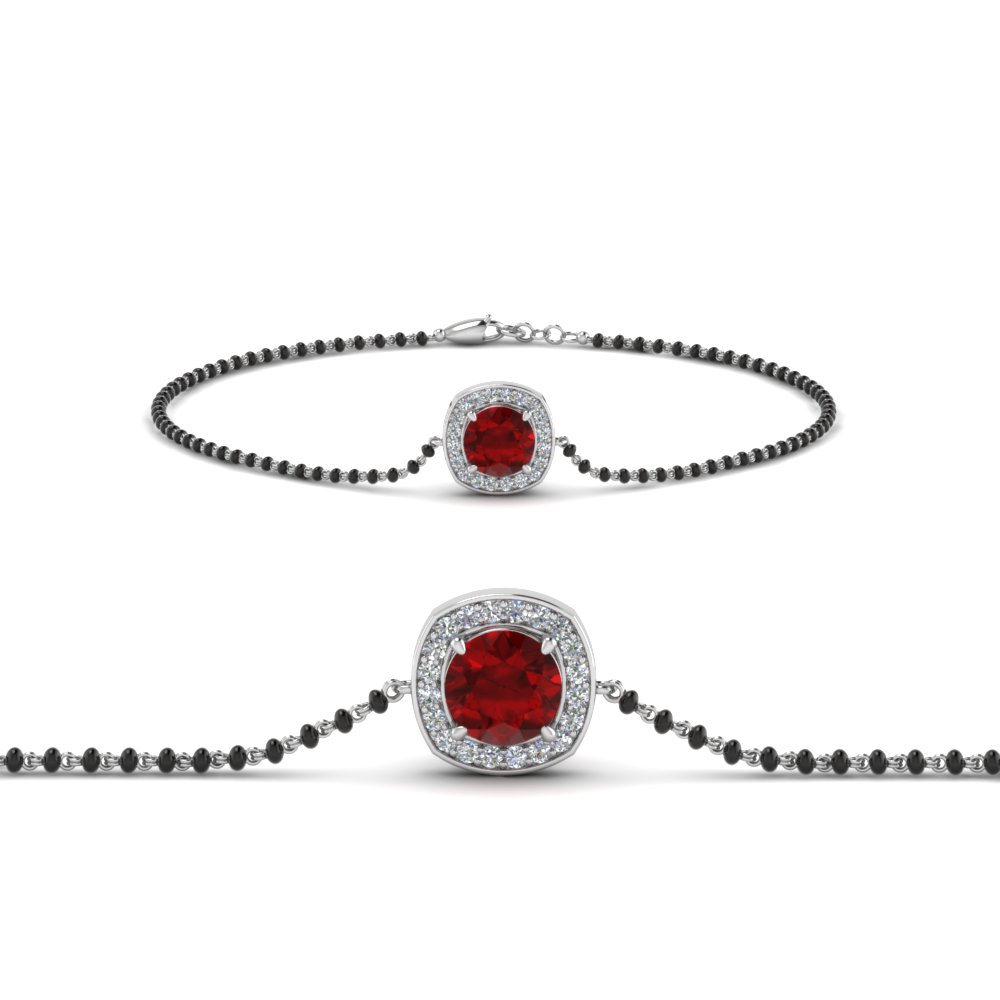 Mangalsutra Ruby Bracelet With Black Beads