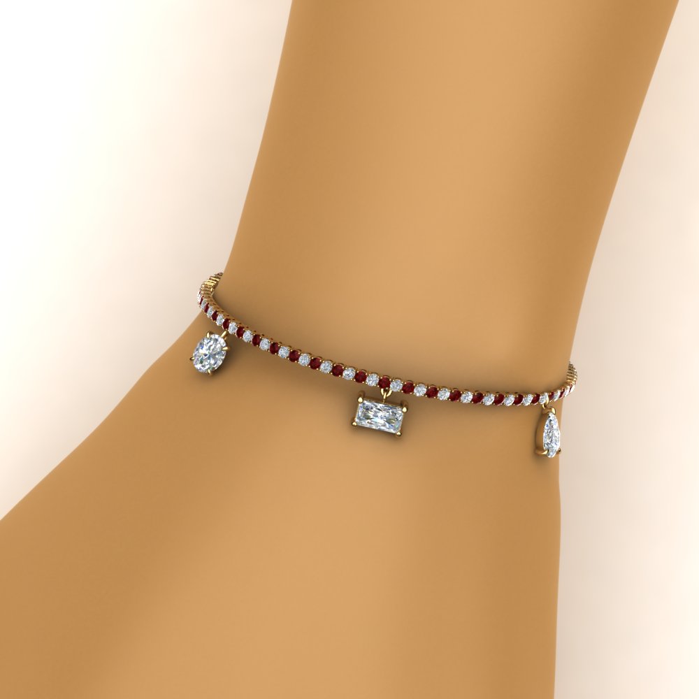 ruby tennis charm diamond bracelet in FDBRC8724GRUDRHAND NL YG